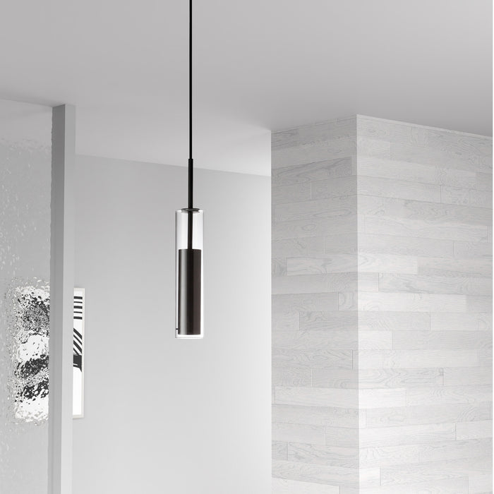 Dainolite Luna LED Pendant 6w Black Finish Clear Glass Lamp