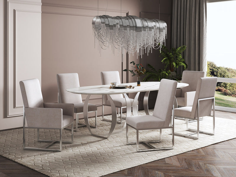 Element Modern 8-Piece Dining Chair Set in Champagne