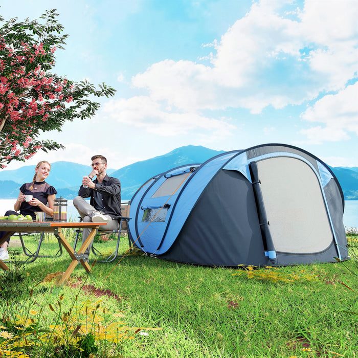 Outsunny 4 Person Camping Tent Automatic Pop Up Tent with Carry Bag Doors
