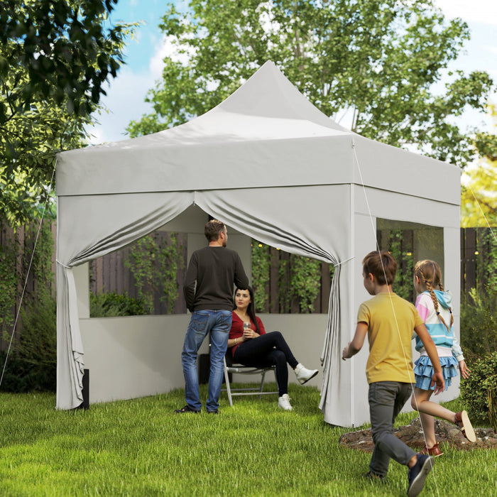Outsunny 10' X 10' Pop Up Canopy Tent With Sidewalls & Wheeled Bag, Upf50+