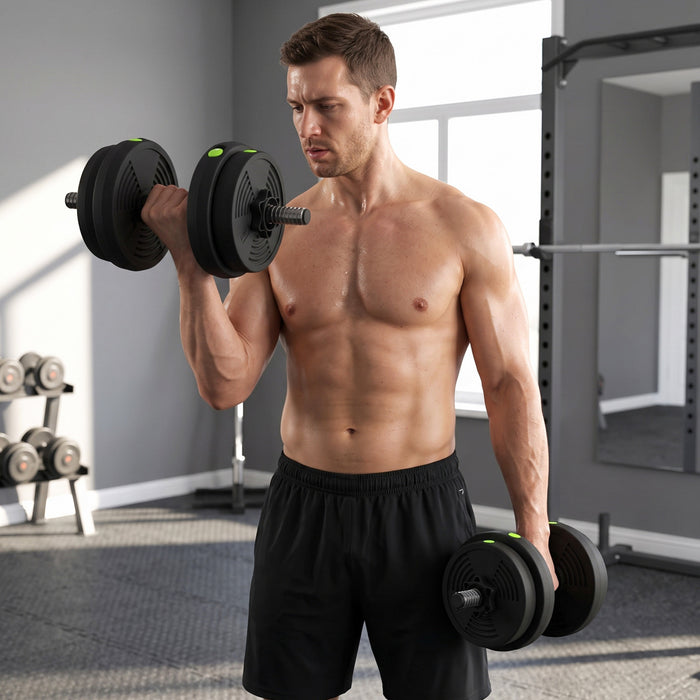 Soozier Adjustable Barbell & Dumbbells Set with Non-slip Handles, 33LBS