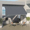 Outsunny 11.5' X 4' Manual Retractable Awning, Non-screw Freestanding Patio Sun Shade Shelter With S|Outsunny Auvent Retractable 11,5' X 4', Autoportant Et Sans Vis, Gris Fonce