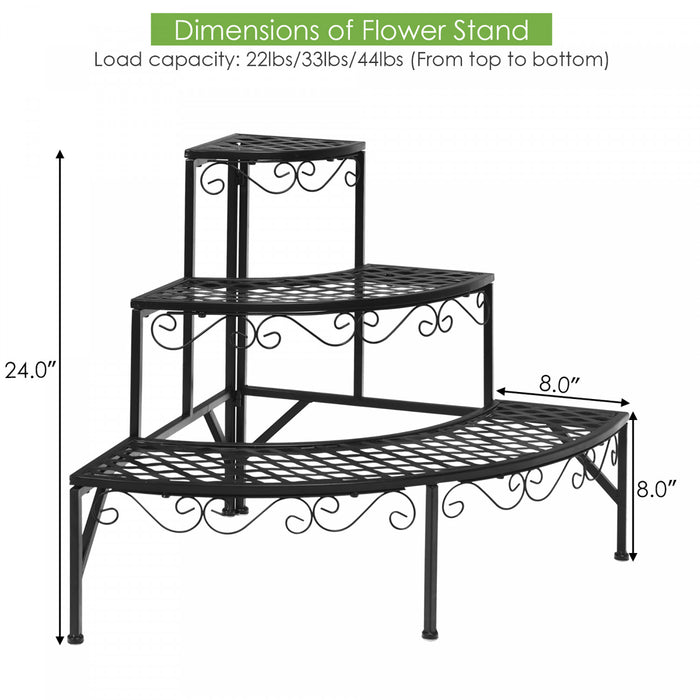 Costway Corner Plant Stand Metal 3 Tier Ladder Potted Shelf Flower Holder Display Rack