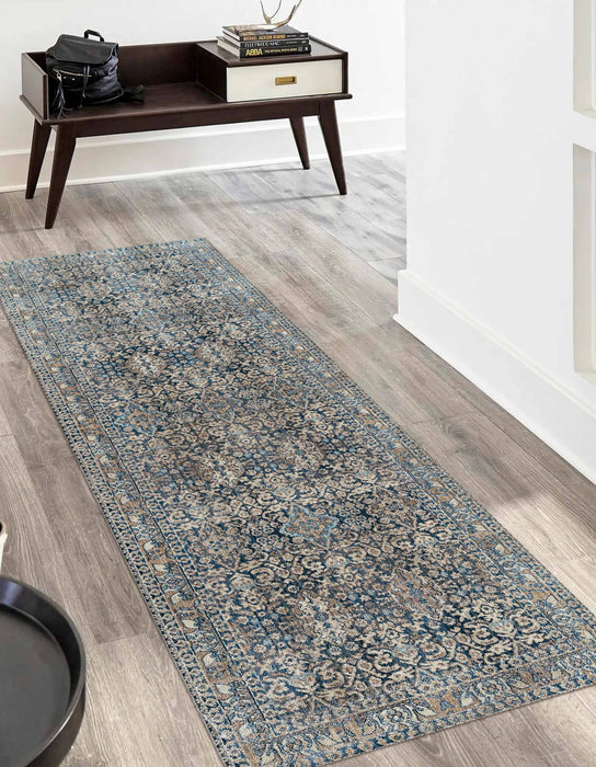 Ariana Traditional 2'6\" x 8'0\" Runner Rug in Blue Indoor Area Rug