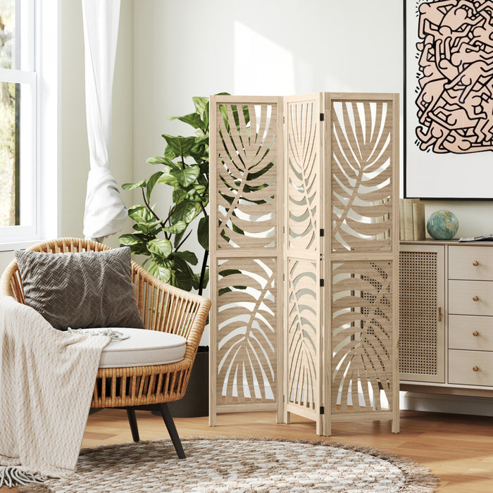 Homcom 3 Panel Room Divider, Detachable Privacy Screens, Natural Wood