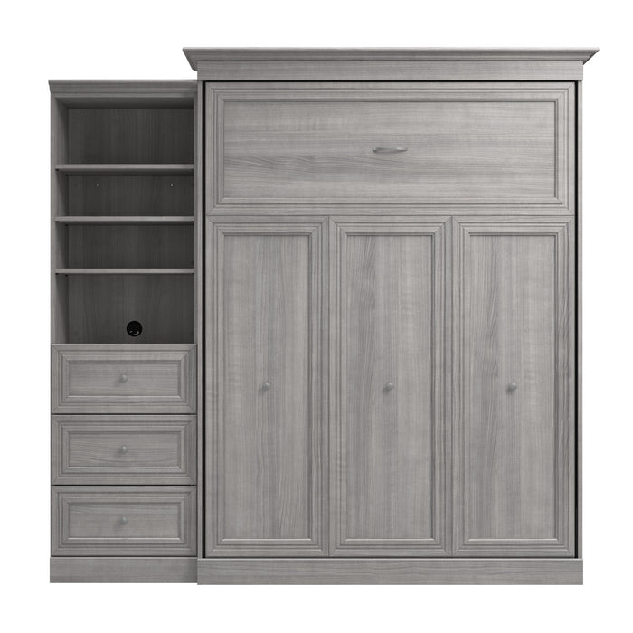 Bestar Versatile Queen Murphy Bed and Closet Organizer with Drawers (92 W) - Platinum Grey
