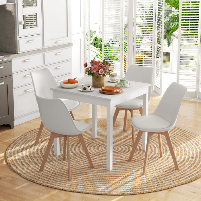 HOMCOM Modern Dining Chairs Set of 4 with PU Leather Cushion, Wood Frame