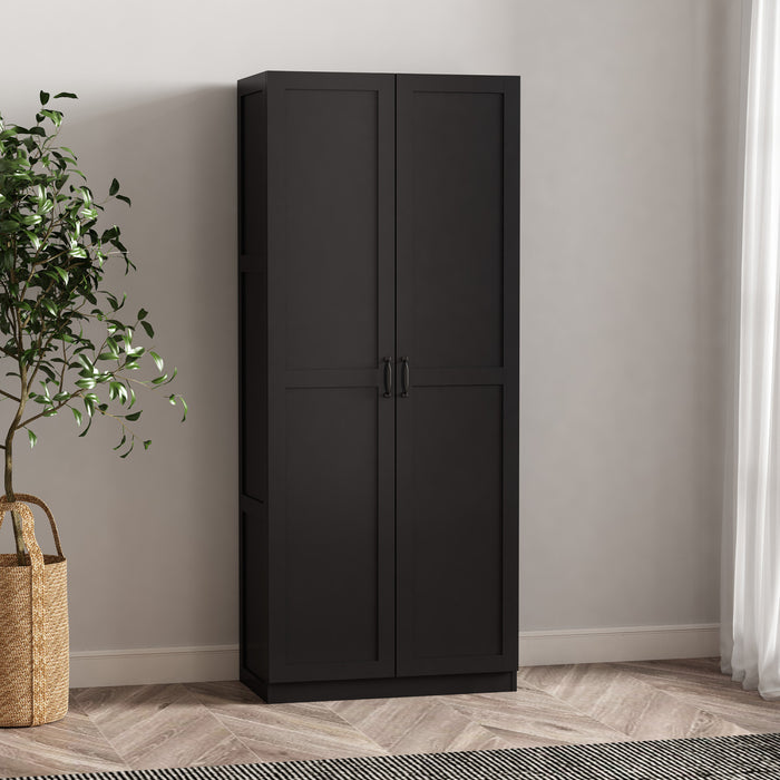 Cornelia Modern 30\" Storage Cabinet in Black (4-Shelf)