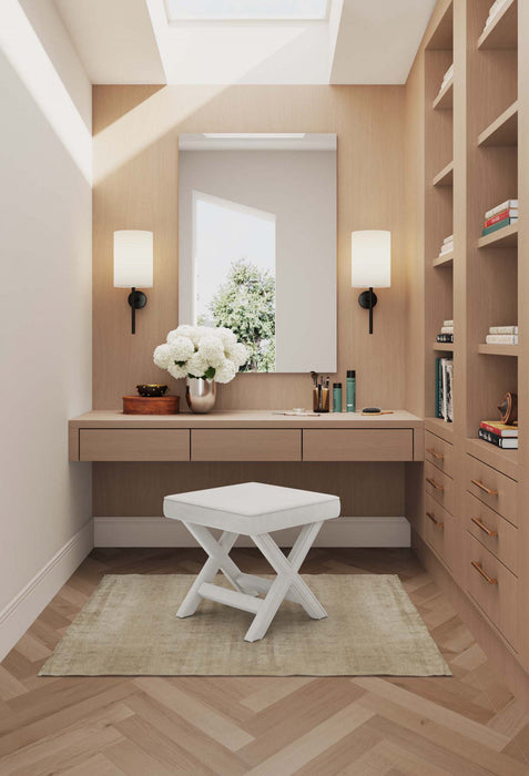 Abigail Mid-Century Modern Upholstered Velvet Accent Bench in Cream