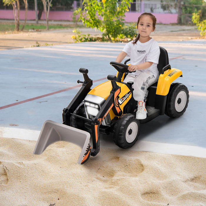 Costway Kids Ride On Excavator Digger 12v Electric Tractor Rc W/ Digging Bucket Yellow