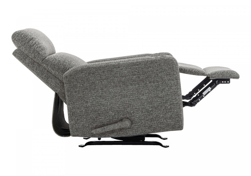 MONARCH SPECIALTIES 30\" WIDE UPHOLSTERED RECLINING CHAIR, MANUAL ROCKER, CUP HOLDERS, DARK GREY FABRIC RECLINER