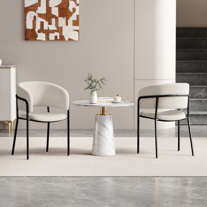 Ethan Set of 2 Modern Corduroy Upholstery Side Chair with Angled Legs and Adjustable Feet,Beige Dining Chair