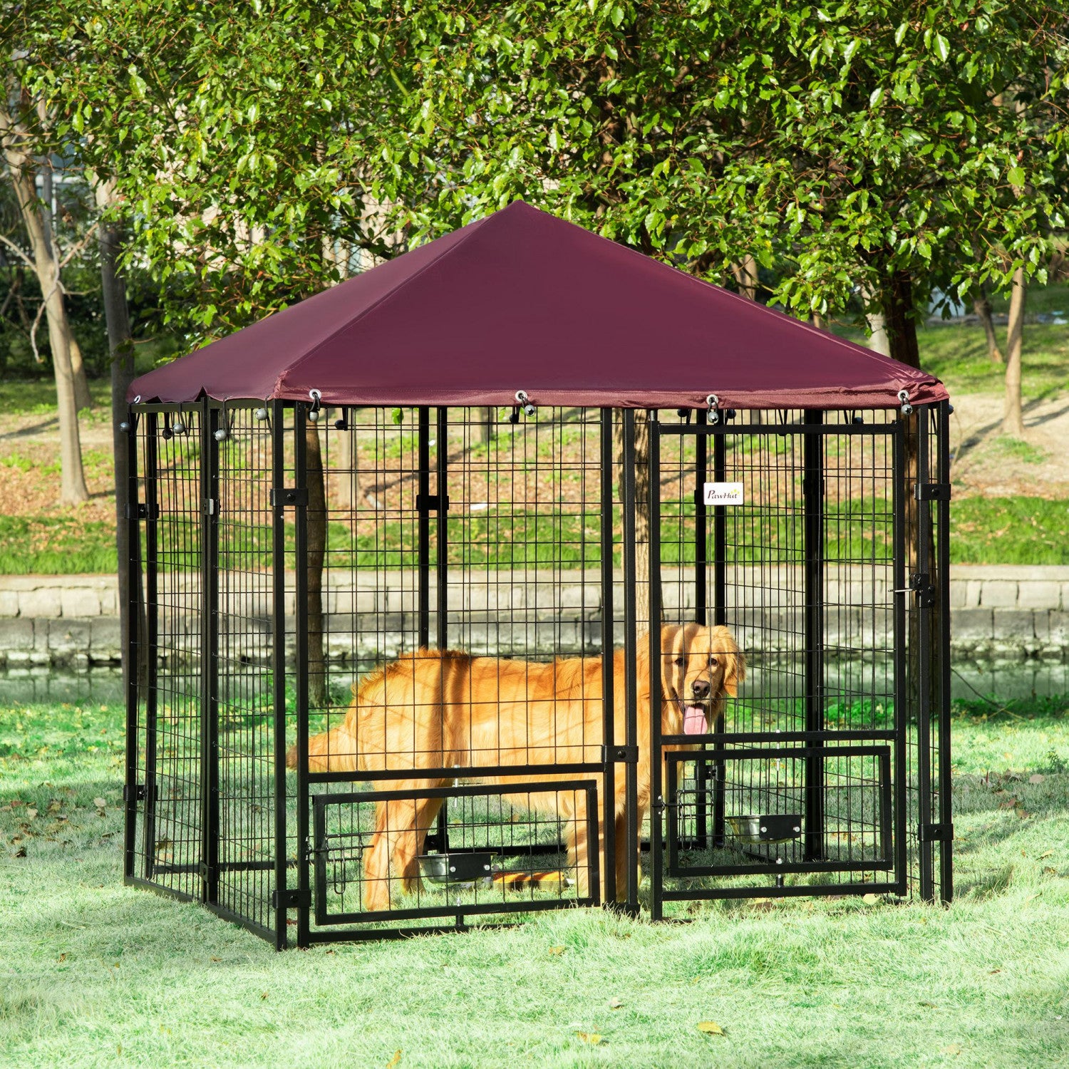 Dog playpen with top clearance