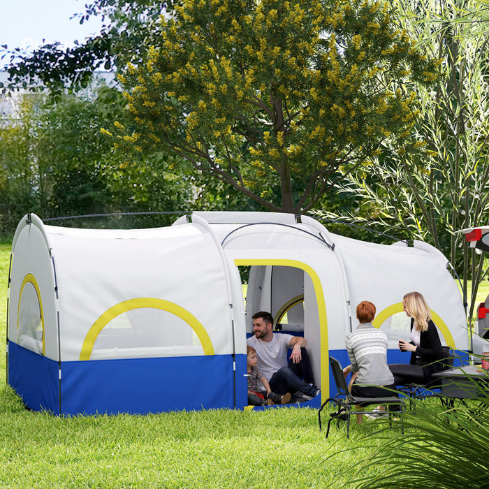 Outsunny 4-6 Person Camping Tent, 3000mm Waterproof And Upf30+, Blue