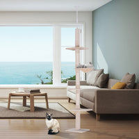 Pawhut 8.5ft Cat Climbing Tree 5-tier Kitty Activity Center Floor-to-ceiling Cat Climber Toy With Sc