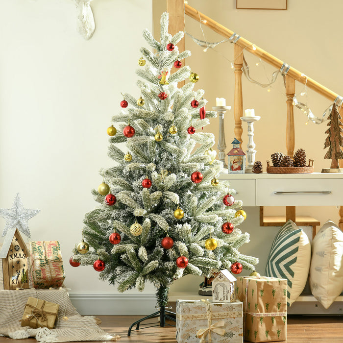 Homcom 5ft Artificial Snow-flocked Christmas Tree With 521 Tips