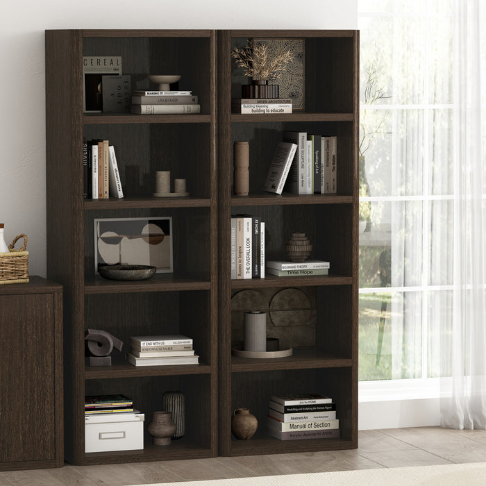 Rivington Modern 28\" Open Bookcase in Dark Walnut - Set of 2