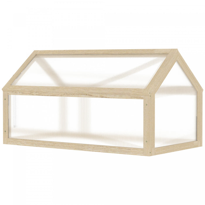 Outsunny Wooden Cold Frame Greenhouse Garden Portable Raised Planter With Openable Top For Indoor, Outdoor, Flowers, Vegetables, Plants, 35.5\" X 20.5\" X 19.5\", Natural Wood