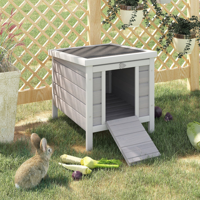 Pawhut 20\"x16.5\"x17\" Wooden Rabbit Hutch Small Animal House Bunny Guinea Pig Pet Cage Coop Cat Shelter Grey