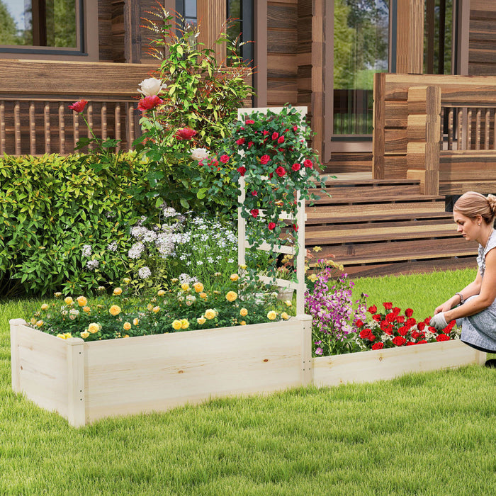 Costway 87\" Raised Garden Bed With Trellis 2 Planter Boxes Open-ended Base For Patio