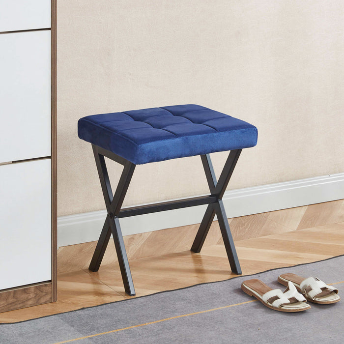 Owen Multi-Purpose Seating Accent Stool with Metal Legs,Blue Accent Chair
