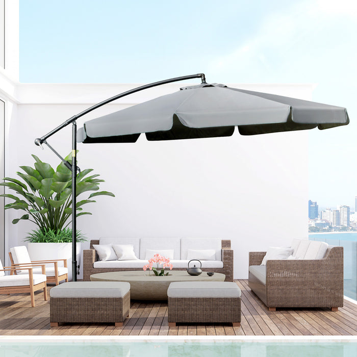 Outsunny 11ft Offset Hanging Patio Umbrella Cantilever Umbrella, Dark Grey