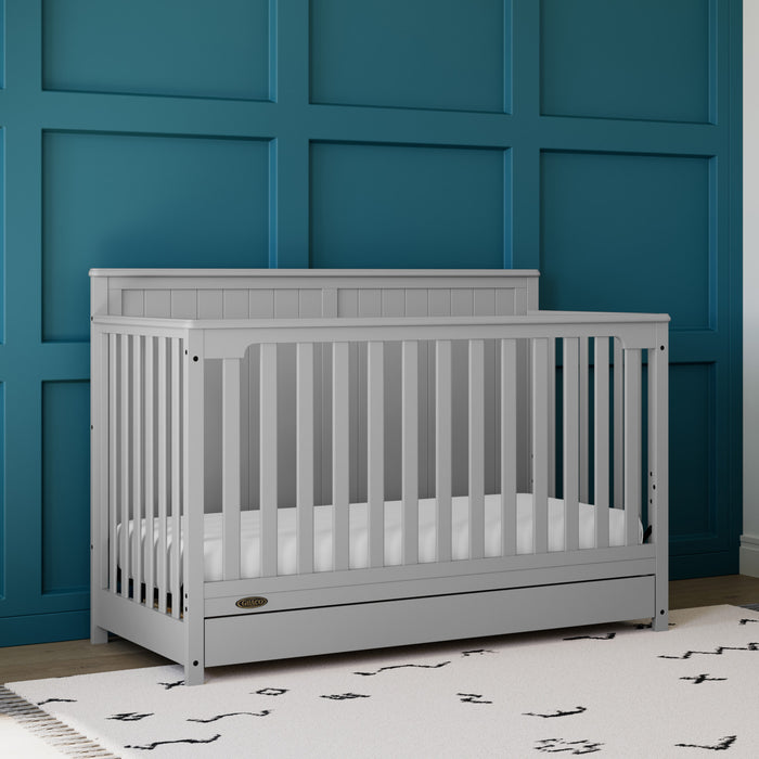 Graco Hadley 5-in-1 Convertible Crib with Drawer - Pebble Gray