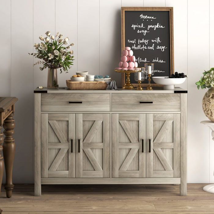 HOMCOM Sideboard Buffet Cabinet w/ Drawers and Shelves, Farmhouse Sideboard