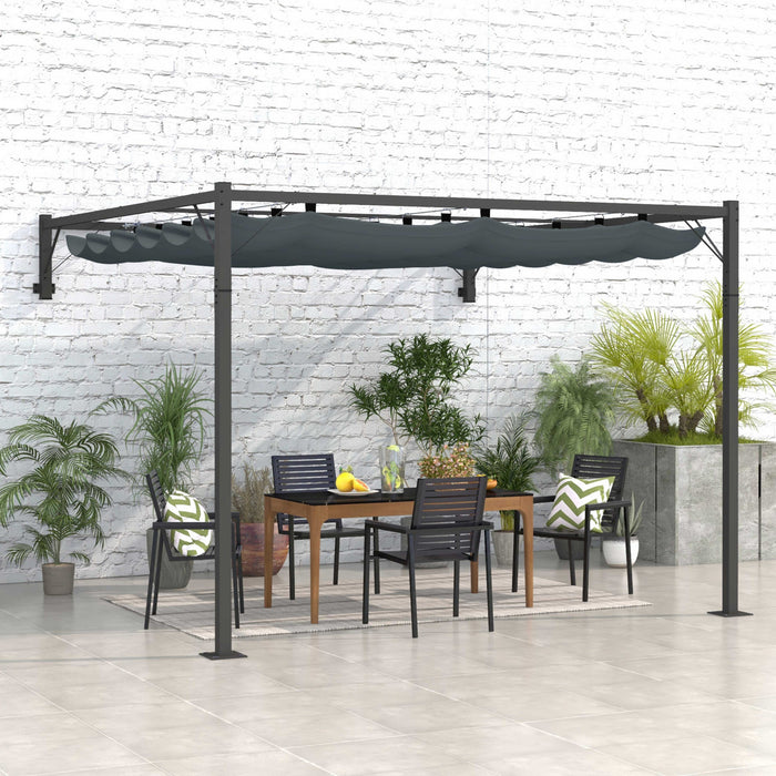 Outsunny 10' X 10' Wall Mounted Metal Pergola With Retractable Roof