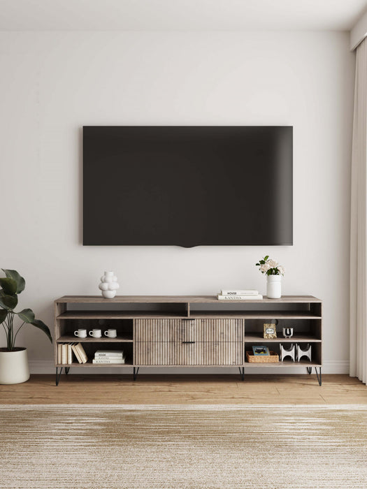 Dumbo Modern 85\" Fluted TV Stand in Golden Brown