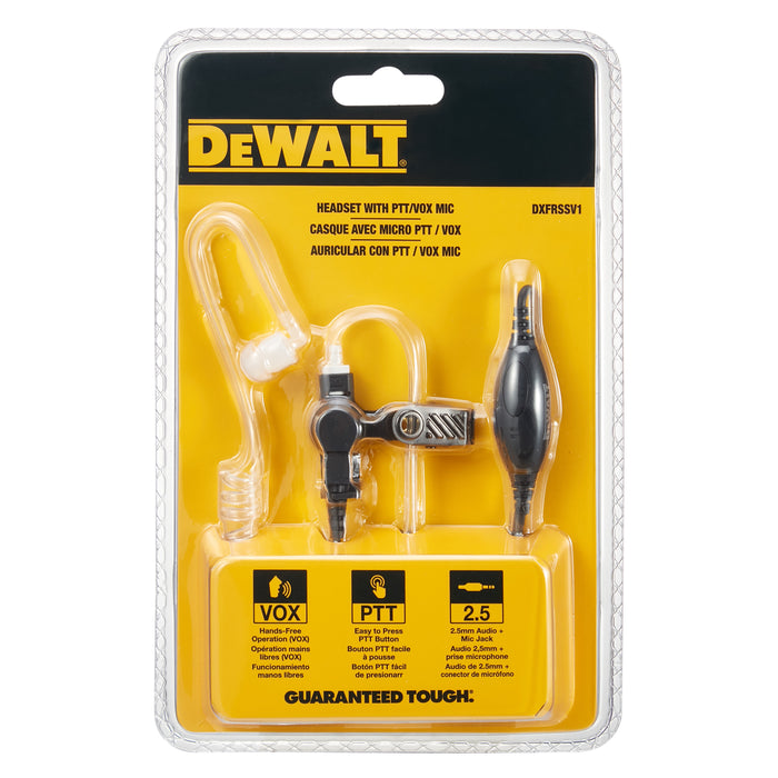 Dewalt Stealth 2 Way Radios Surveillance Headset - Earpiece, Microphone Works with DXFRS Range Of Walkie Talkies