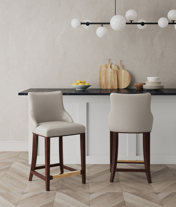 Shubert Modern Wood Upholstered Counter Stool in Light Gray - Set of 2