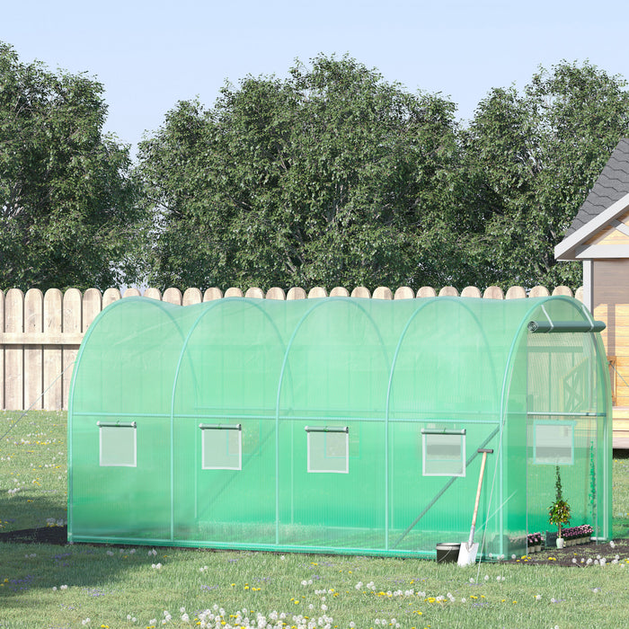 Outsunny Walk-in Tunnel Greenhouse 13 X 6.4 X 6.5 Ft Hoop House, Green