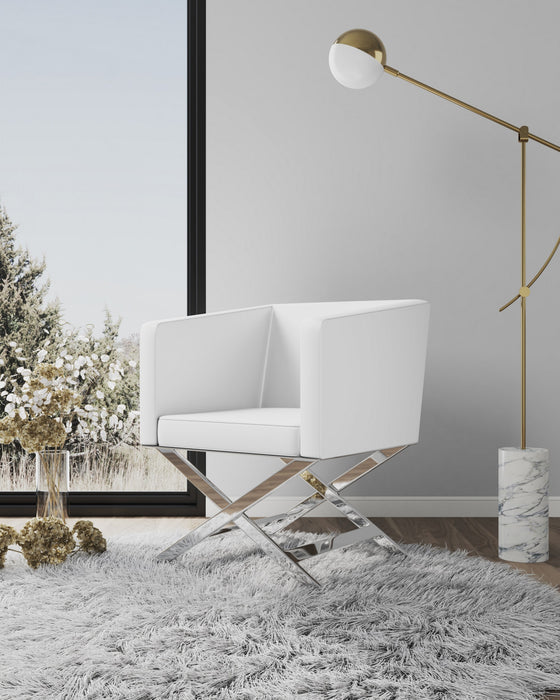 Hollywood Contemporary Vegan Leather Accent Armchair in White - Set of 2