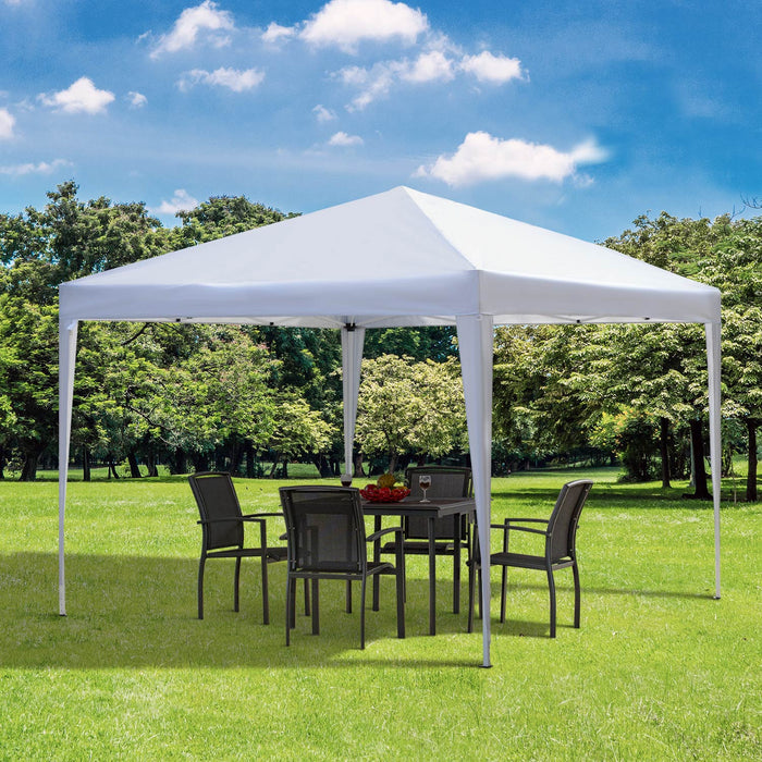 Outsunny 10x10ft Folding Pop Up Tent Outdoor Gazebo Canopy With Carrying Bag, White