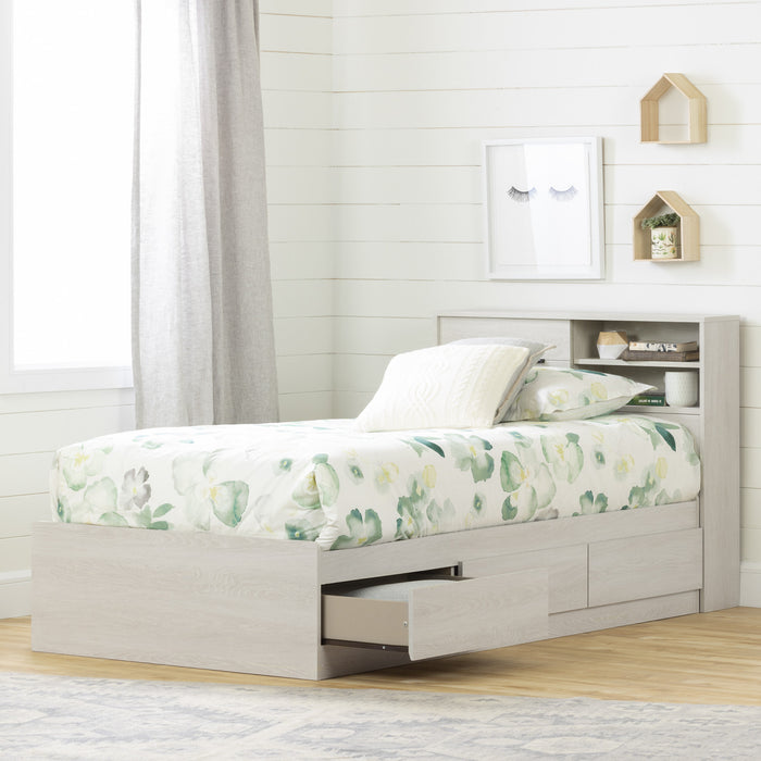 Fynn Storage Bed And Bookcase Headboard Set Winter Oak - South Shore