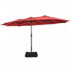 Costway 15 Ft Patio Double Sided Umbrella Outdoor Market Umbrella Burgundy