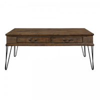 Hughey Rectangular Coffee Table With 2 Drawers, Rustic Oak 