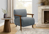Monarch Specialties - Accent Chair, 31"H, Upholstered, Living Room, Bedroom, Blue Fabric, Brown Walnut Wood | Monarch Specialties - Chaise D'Appoint, 31"H, Rembourre, Salon, Chambre A Coucher, Bleu, Bois Noyer Brun