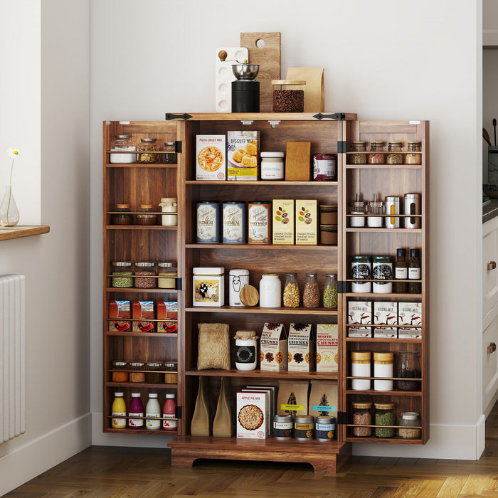 HOMCOM Kitchen Pantry Cabinet with Adjustable Shelves Storage Cabinet Brown