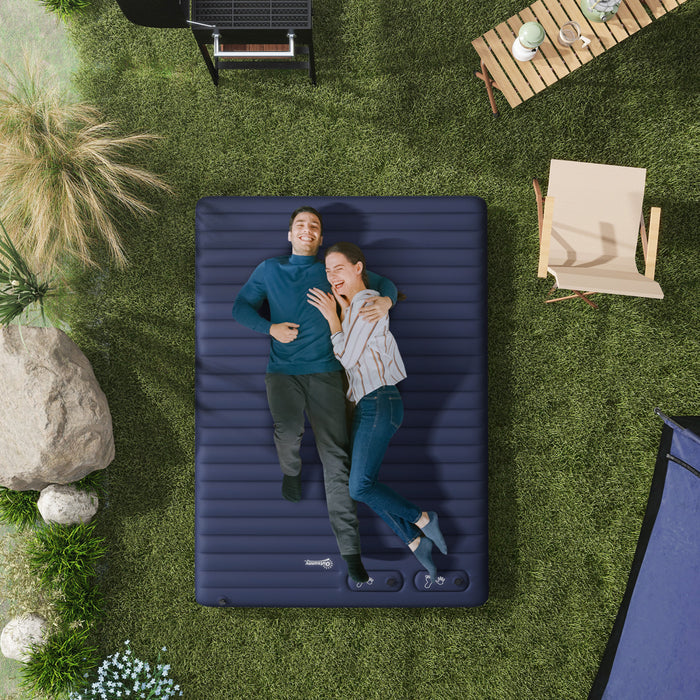 Outsunny Camping Air Mattress, Double Air Bed With Foot Pump And Carry Bag