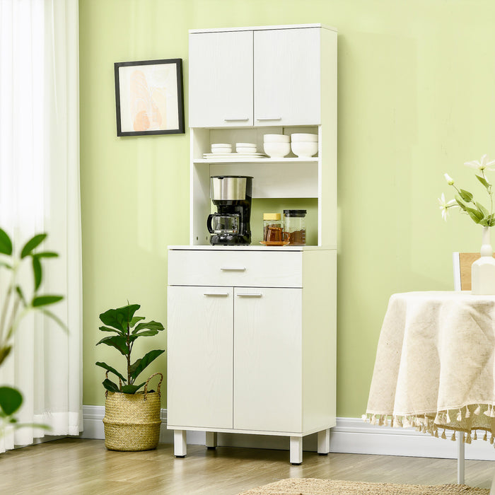 HOMCOM 71\" Kitchen Pantry, Buffet with Hutch, Microwave Stand with Cabinet