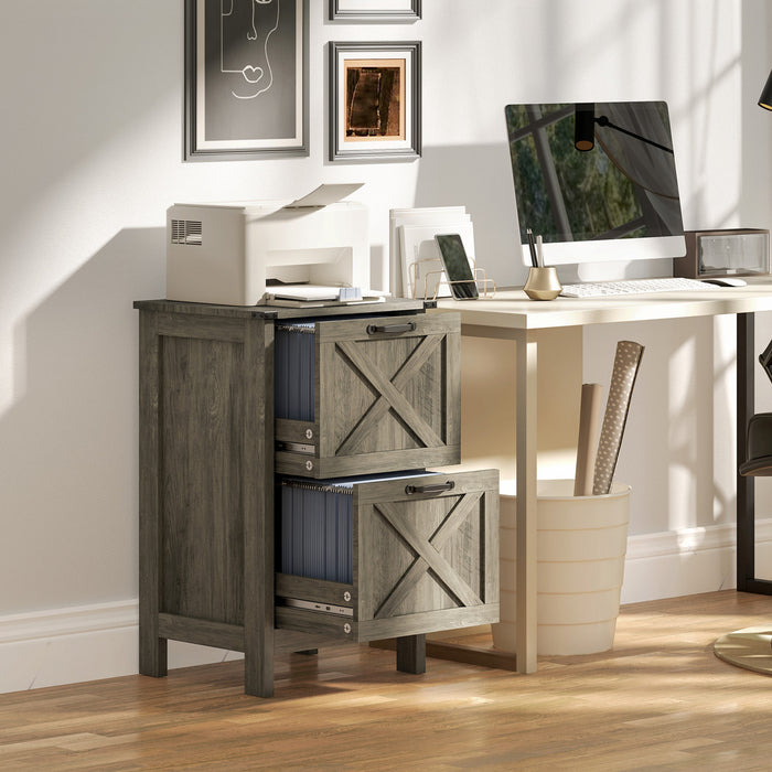 HOMCOM File Cabinet with 2 Drawers Filing Cabinet for A4 Letter, Grey Wash