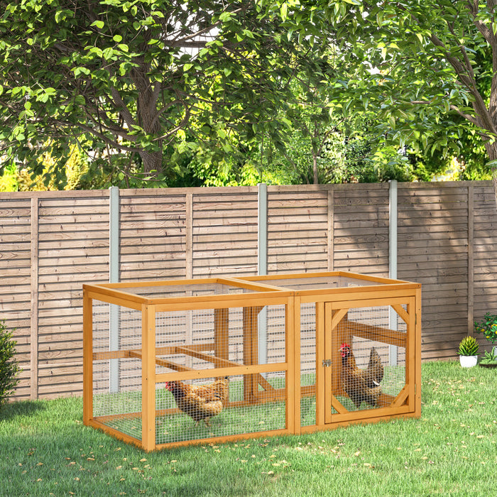 Pawhut 55\" Wooden Chicken Coop Extension, Chicken Cage Outdoor With Roosting Bars, Combinable Design Chicken Run Hen House, Orange