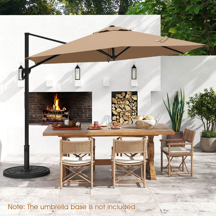 Costway 9 FT Cantilever Patio Umbrella Offset Hanging Umbrella with Vented Top for Poolside Brown