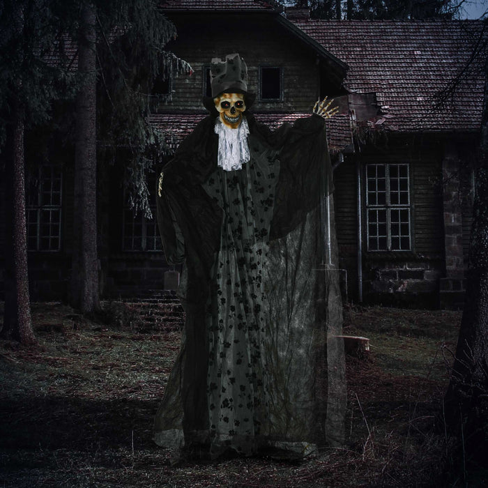 Outsunny 6FT Life Size Halloween Grim Reaper Groom Decor with Light Up Eyes