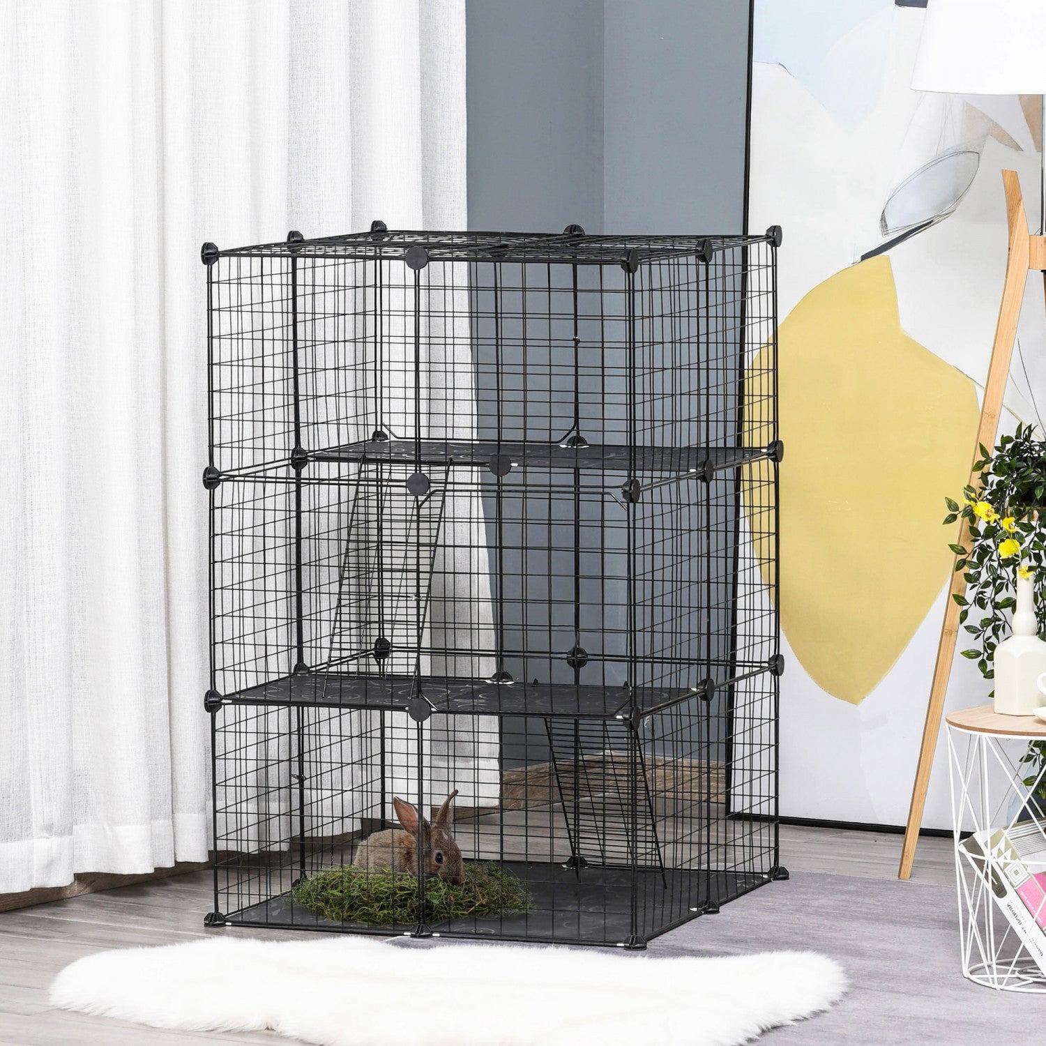 Pawhut 3 tier Diy Pet Playpen Small Animal Cage Bunny Hutch Portabl. The Brick