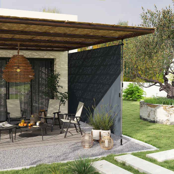 Outsunny Retractable Patio Awning, Outdoor Privacy Screen, Dark Grey