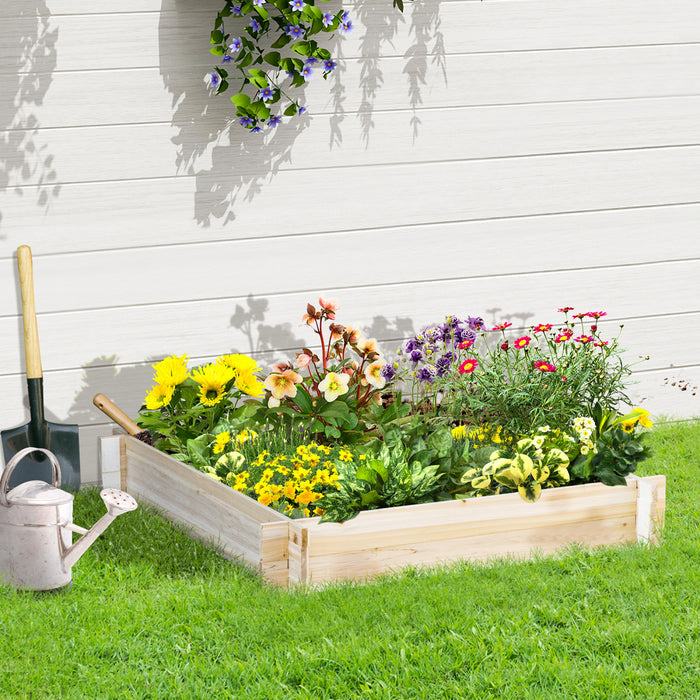 Outsunny 39'' X 39'' Screwless Raised Garden Bed, Wooden Planter Box, Easy Diy Herb Garden For Vegetable Flower Herb Outdoor Lawn Yard Patio