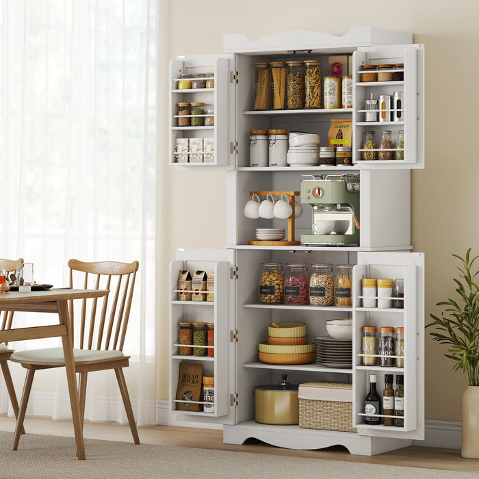 HOMCOM 73\" Kitchen Pantry Cabinet, Kitchen Hutch with Door Shelves, White